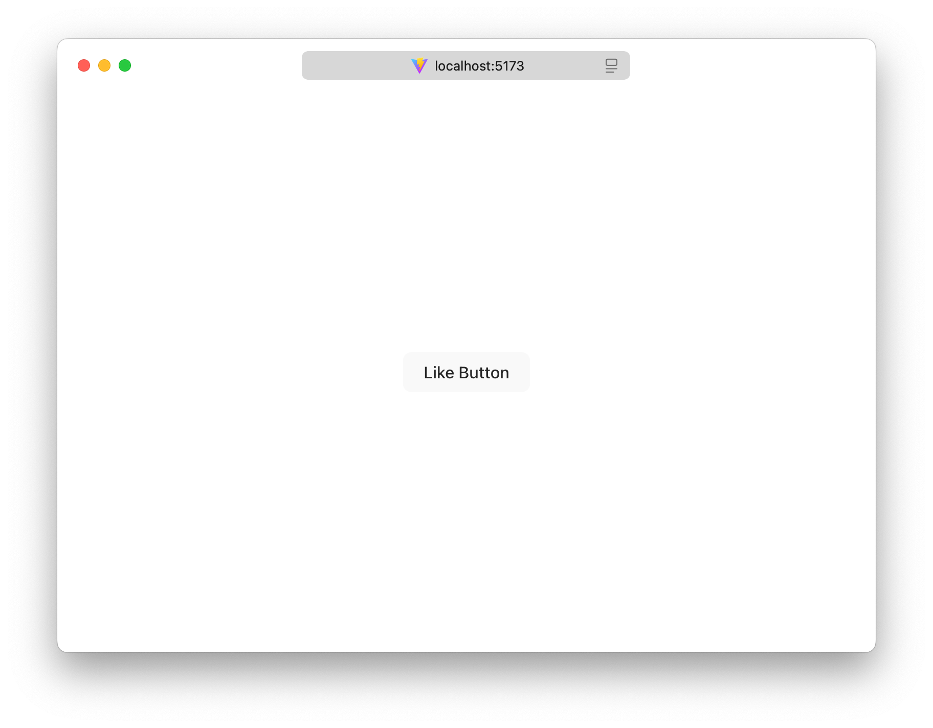 「Like Button」というボタンが中央に表示されたブラウザウィンドウのスクリーンショット